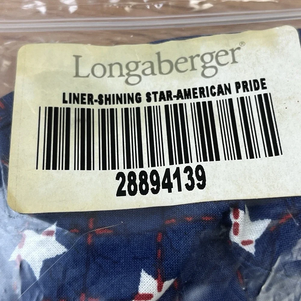 Longaberger Shining Star Basket Fabric‎ Liner- American Pride NEW